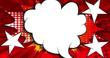 Çizgi film boş konuşma balonu, çizgi roman videosu. Retro çizgi roman pop sanat animasyonu.