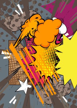 Çizgi film afişi arka planı, çizgi roman arkaplanı. Retro vektör çizgi romanları pop sanat tasarımı.