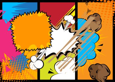 Çizgi film afişi arka planı, çizgi roman arkaplanı. Retro vektör çizgi romanları pop sanat tasarımı.