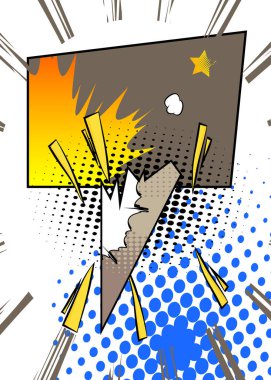 Modern yaratıcı pop sanatı enerjik çizgi roman tarzı arka plan. Çizgi film efektleri patlama tasarımı.