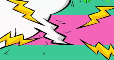 Çizgi film arkaplan animasyonu, çizgi roman arka plan videosu. Retro vektör çizgi romanları pop sanat tasarımı.