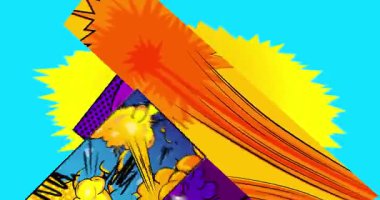 Çizgi film arkaplan animasyonu, çizgi roman arka plan videosu. Retro vektör çizgi romanları pop sanat tasarımı.