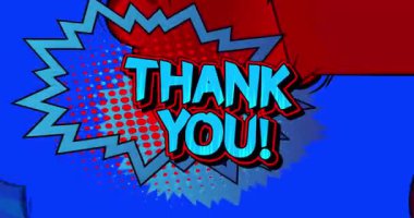 Çizgi roman, pop sanat sıçrama balonu teşekkür mesajı. Çizgi roman hareketi grafikleri.