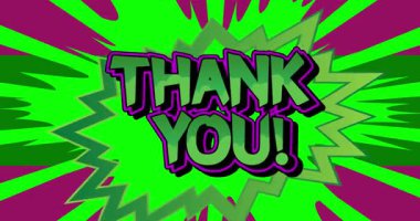 Çizgi roman, pop sanat sıçrama balonu teşekkür mesajı. Çizgi roman hareketi grafikleri.