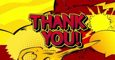 Çizgi roman, pop sanat sıçrama balonu teşekkür mesajı. Çizgi roman hareketi grafikleri.