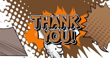 Çizgi roman, pop sanat sıçrama balonu teşekkür mesajı. Çizgi roman hareketi grafikleri.