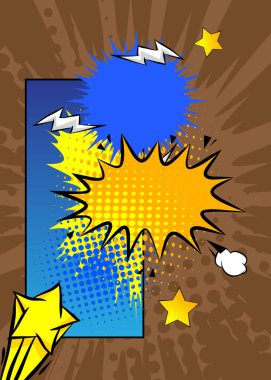 Modern yaratıcı pop sanatı enerjik çizgi roman tarzı arka plan. Çizgi film efektleri patlama tasarımı.