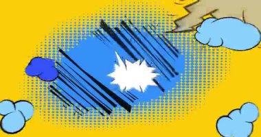 Çizgi film arkaplan animasyonu, çizgi roman arka plan videosu. Retro vektör çizgi romanları pop sanat tasarımı.