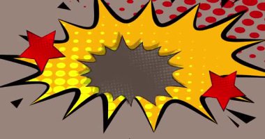 Çizgi film arkaplan animasyonu, çizgi roman arka plan videosu. Retro klasik çizgi roman pop sanat tasarımı.