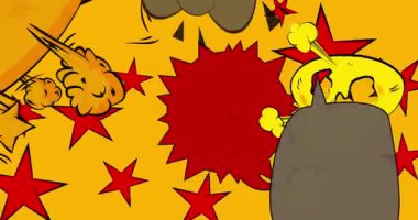 Çizgi film arkaplan animasyonu, çizgi roman arka plan videosu. Retro klasik çizgi roman pop sanat tasarımı.