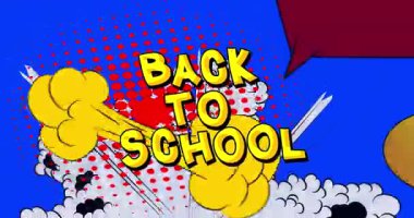 Çizgi roman, pop sanat baloncuğu okul metnine geri döndü. Çizgi roman hareketi grafikleri.