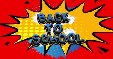 Çizgi roman, pop sanat baloncuğu okul metnine geri döndü. Çizgi roman hareketi grafikleri.