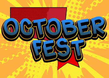 Çizgi film Ekim Festivali, çizgi roman kutlama posteri. Retro vektör çizgi romanları pop sanat tasarımı.