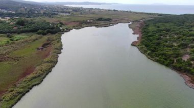 Antinioti Gölü 'nün korfu, Yunan insansız hava aracı görüntüsü