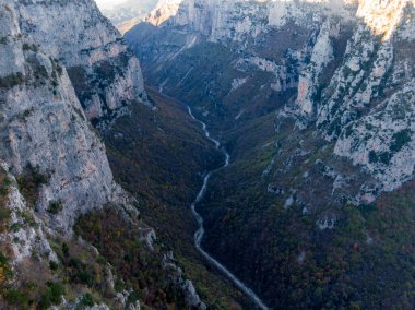 Vikos Gorge from the Oxya Viewpoint in the national park in Vikos-Aoos in zagori, northern Greece. Nature landscape clipart