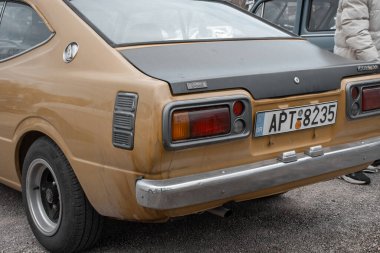 Korfu, korfu, Yunanistan. 16 Şubat 2025: Klasik Toyota Corolla Coupe