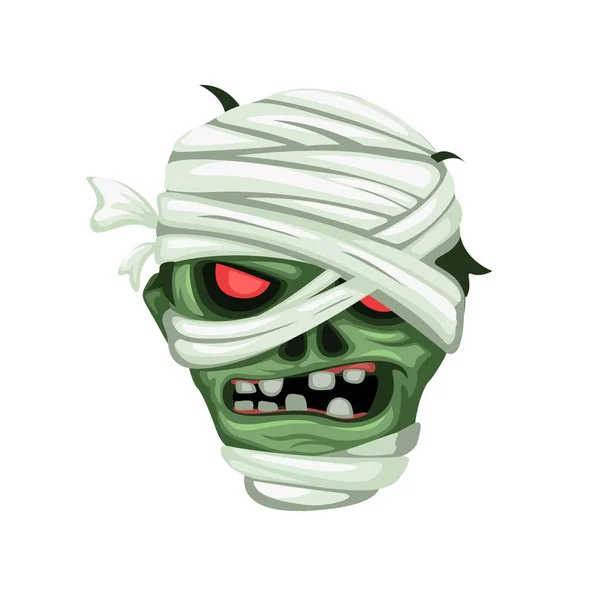 Zombie Momia Cabeza Personaje Dibujo Animado Vector Ilustración — Vector de stock