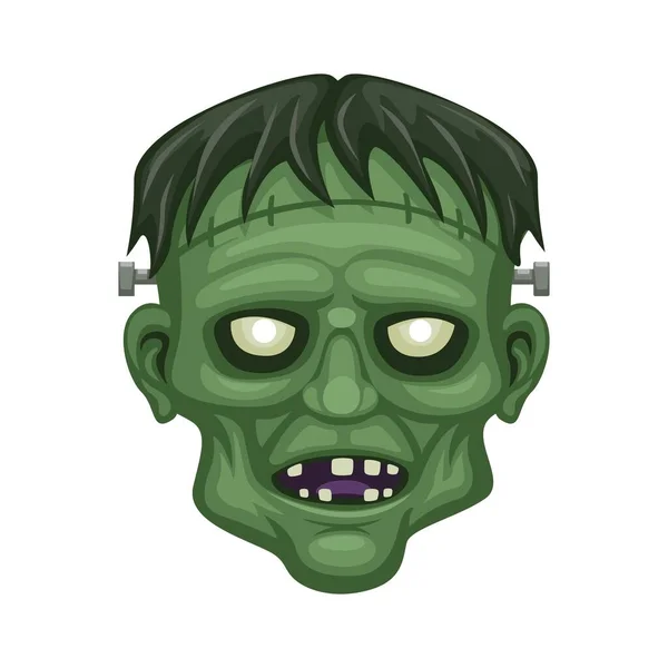 Frankenstein Cabeza Monstruo Personaje Dibujo Animado Vector Ilustración — Vector de stock