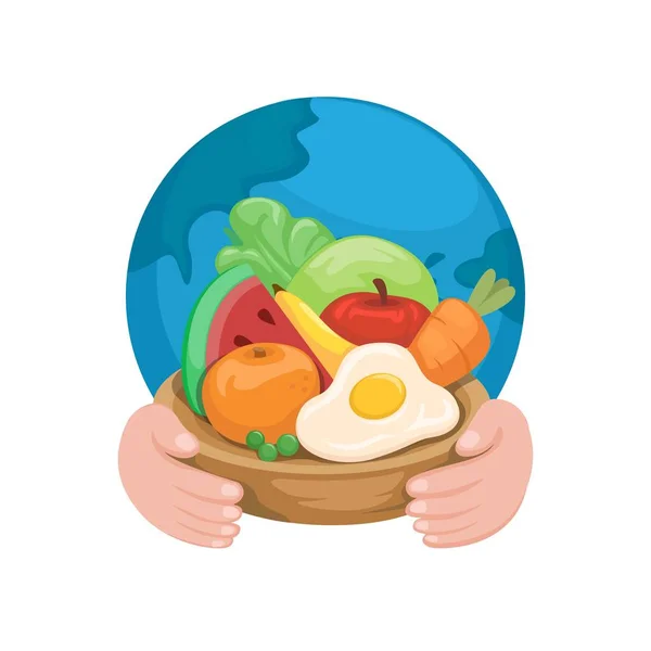 World Health Food Symbol Cartoon Illustration Vector — Stock Vector