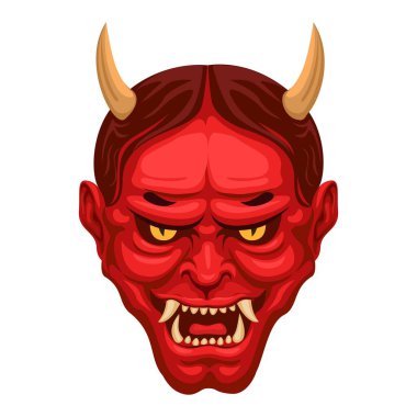 Hannya iblisi karakterle yüzleşir geleneksel Japon kültür maskotu illüstrasyon vektörü
