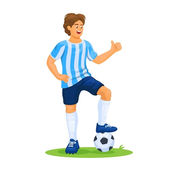 Argentina Futebol Homem Figura Uniforme Nacional Desenho Animado Personagem Ilustração — Vetor de Stock