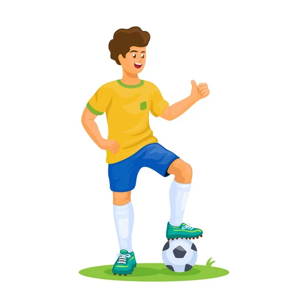 Brazil Piłka Nożna Mężczyzna Koszulka Kostium Postać Kreskówka Ilustracja Wektor — Wektor stockowy