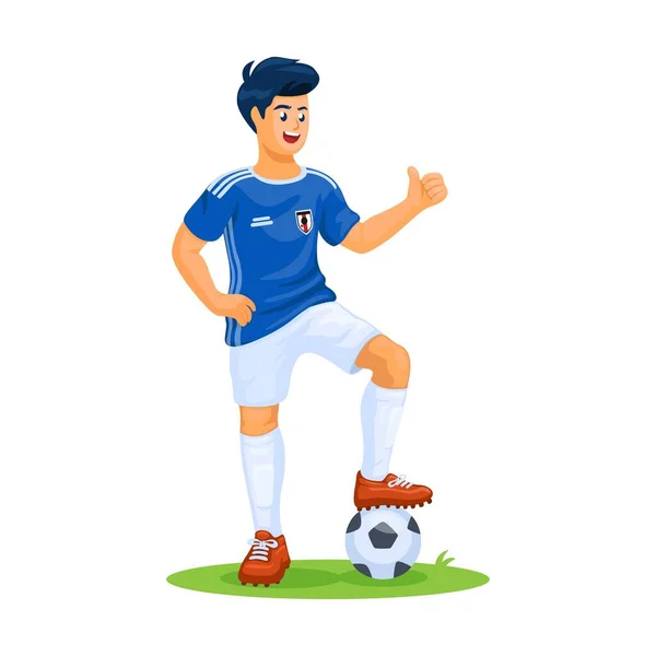 Japan Fotboll Man Enhetlig Figur Tecknad Illustration Vektor — Stock vektor