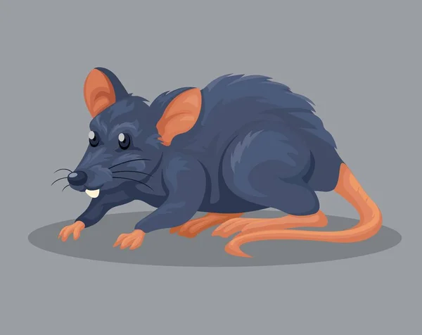 Ratte Oder Schwarze Maus Tierart Charakter Cartoon Illustration Vektor — Stockvektor