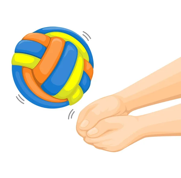 Volley Ball Mano Símbolo Deportivo Dibujo Animado Vector Ilustración — Vector de stock