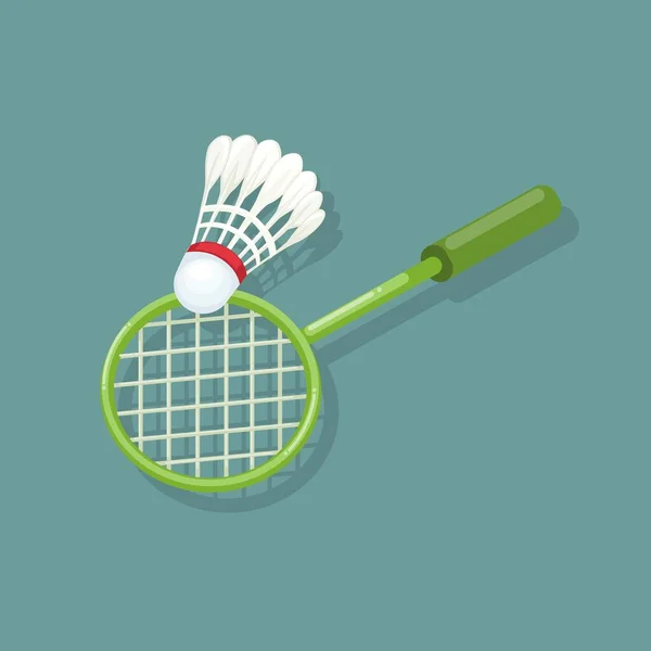 Badminton Raquete Shuttlecock Esporte Símbolo Desenho Animado Ilustração Vetor — Vetor de Stock