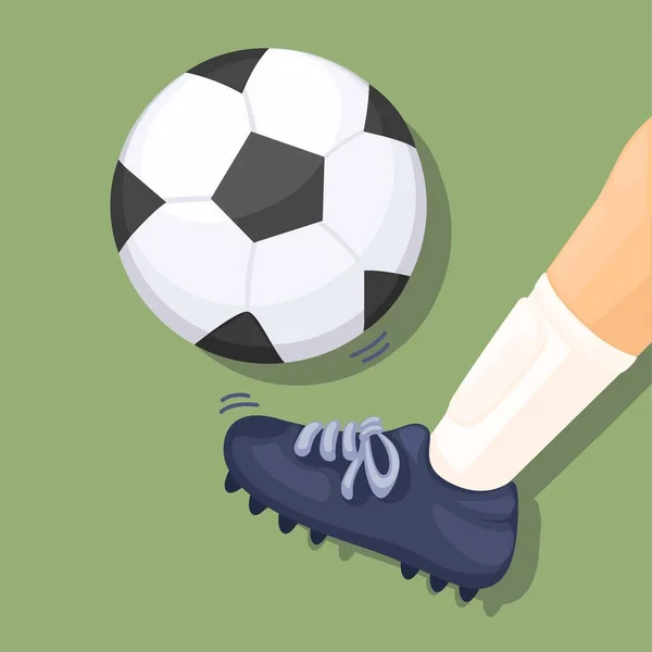 Bola Futebol Chute Símbolo Desenho Animado Ilustração Vetor — Vetor de Stock