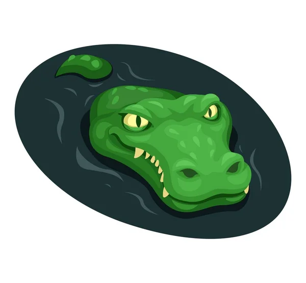 Krokodýl Plavání Řece Symbol Karikatura Ilustrační Vektor — Stockový vektor