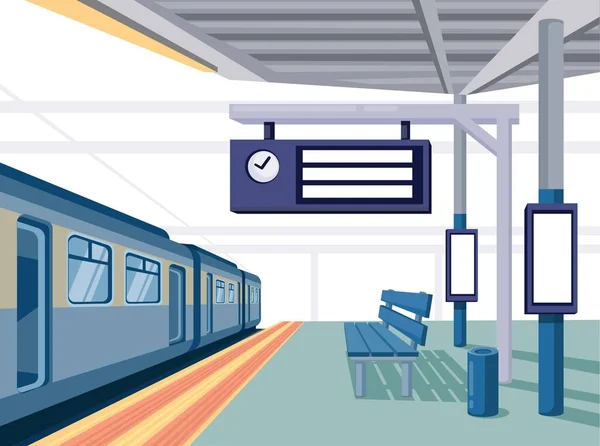 Dworzec Kolejowy Billboard Baner Światło Pole Scena Ilustracja Szablon Edytowalny — Wektor stockowy