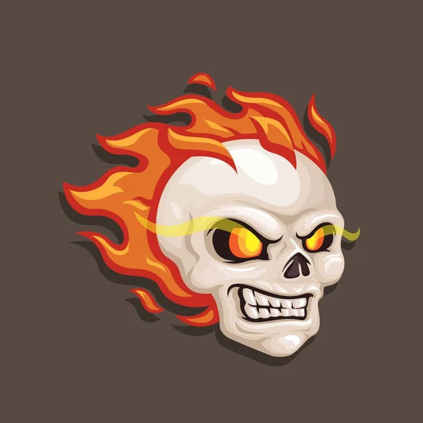 Skull Fire Mascot Logo Emblem Cartoon Illustration Vector — Vector de stock