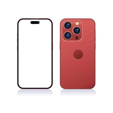 Bandung, Endonezya - 6 Mart 2023: iPhone 14 Pro Koyu Kırmızı Renkli Yeni Model Model Şablonu