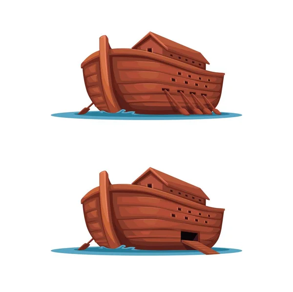 Ноїв Ковчег Стародавній Корабель Релігія Історичні Мультфільми Ілюстрації Вектор — стоковий вектор