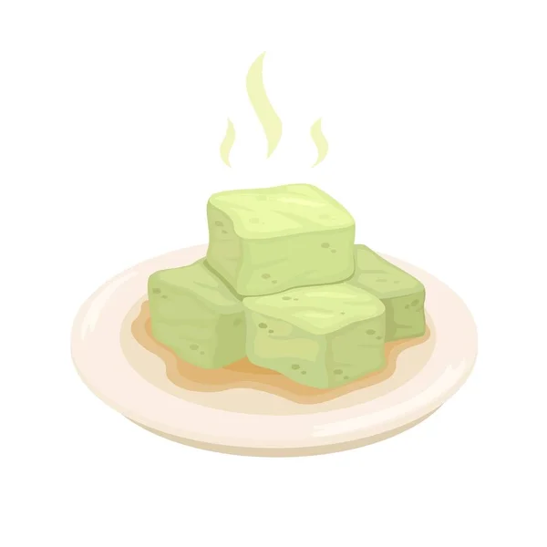 Tahu Bau Busuk Chinese Fermented Tofu Traditional Food Symbol Cartoon - Stok Vektor