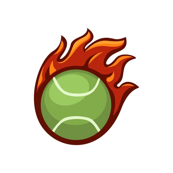 Mascotte Tennis Ball Fire Sport Logo Symbole Illustration Vectoriel Dessin — Image vectorielle