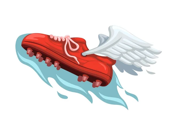 Uçan Futbol Ayakkabıları Spor Maskot Logosu Çizgi Film Çizim Vektörü — Stok Vektör