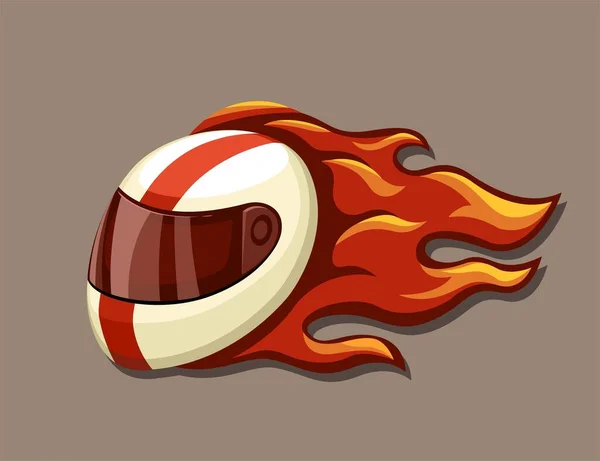 Fuego Casco Carrera Deporte Mascota Símbolo Dibujos Animados Vector — Archivo Imágenes Vectoriales