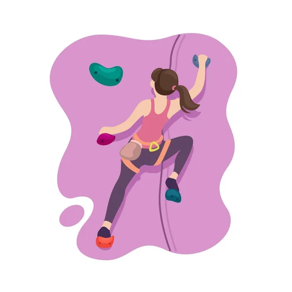 Femme Escalade Sport Dessin Animé Illustration Vecteur — Image vectorielle
