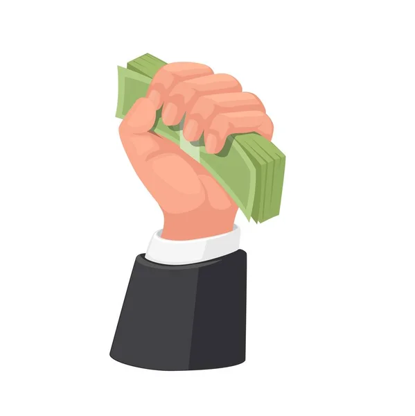 Hand Holding Money Business Metafoor Cartoon Illustratie Vector — Stockvector