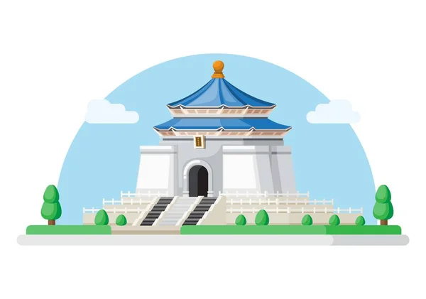 Tayvan Asya Dan Chiang Kai Shek Anıt Binası Düz Çizgi — Stok Vektör