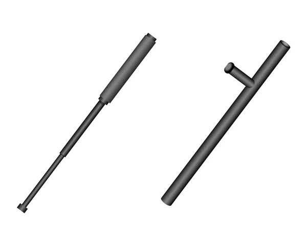 Tofa Stick Baton Law Enforcement Weapon Equipment Collection Set Symbool — Stockvector