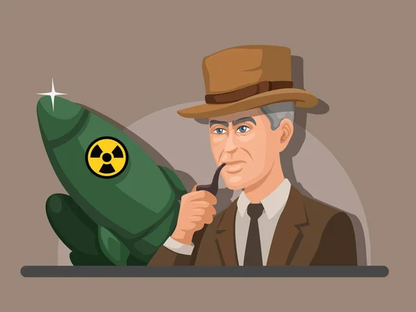 Julius Robert Oppenheimer Teori Amerika Fisikawan Dan Pencipta Bom Atom Stok Vektor Bebas Royalti