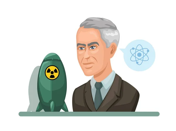 Julius Robert Oppenheimer Amerikan Teorik Fizikçi ve Yaratıcı Atom Bombası Avatar Çizgi Film Çizim Vektörü