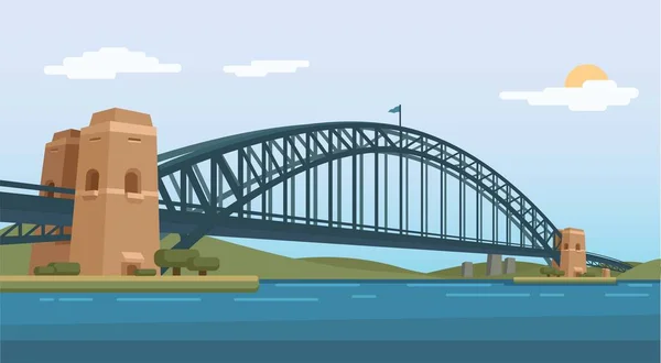 Sydney Harbour Bridge Austrália Famosa Ilustração Referência Vector — Vetor de Stock