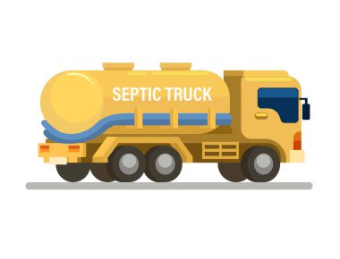 Septik Tank Süpürge Servis Kamyonu İllüstrasyon Vektörü