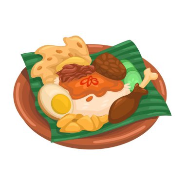 Gudeg Indonesian Traditional Food Cartoon Illustration Vector clipart