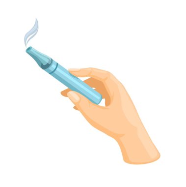 El Tutma E-Sigara Çizgi Film Çizim Vektörü